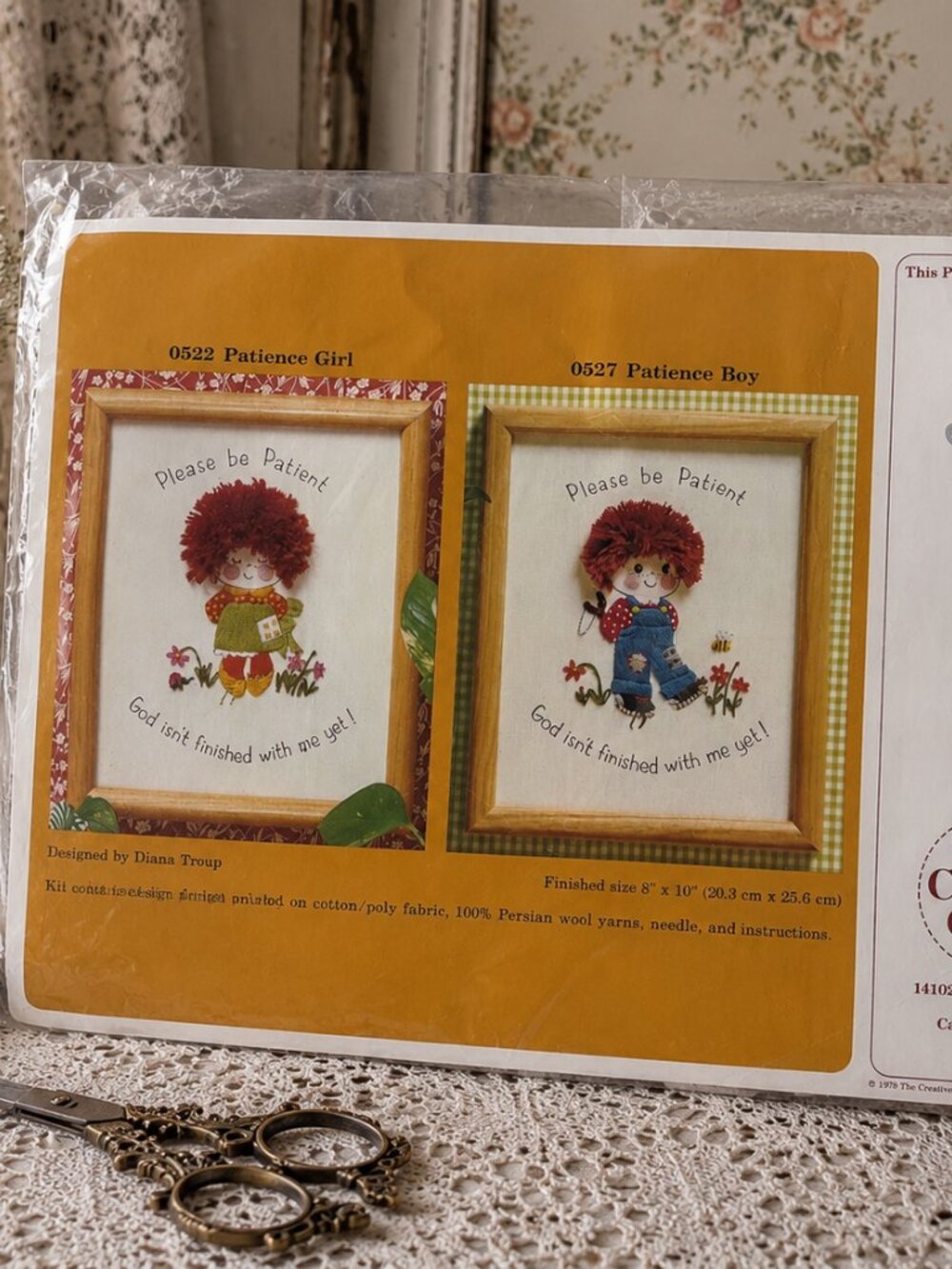 **Vintage 1979 Creative Circle Patience Girl Needlepoint Kit #522 Persian Wool**